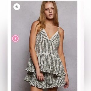 POL floral striped tank and shorts set